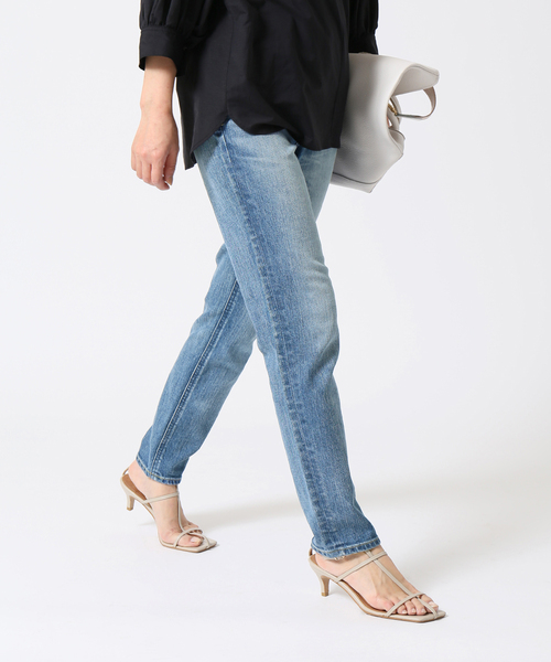 ヤヌーク High Waist RUTH スリムテーパードパンツ デニム