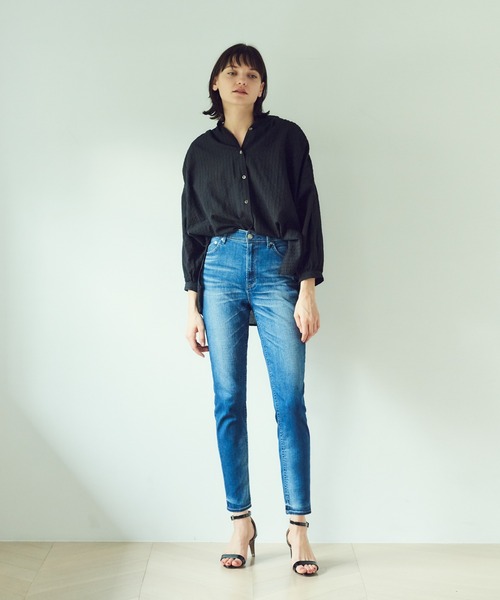 ヤヌーク High Waist RUTH スリムテーパードパンツ デニム