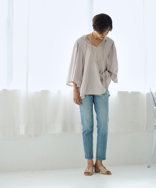 ヤヌーク High Waist RUTH スリムテーパードパンツ デニム