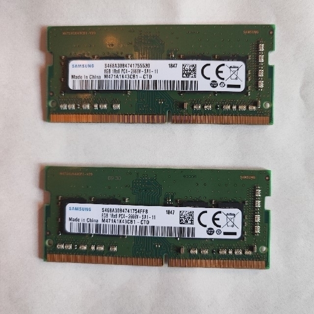 ノートPC用 メモリDDR4-2666 8GB 2枚セット