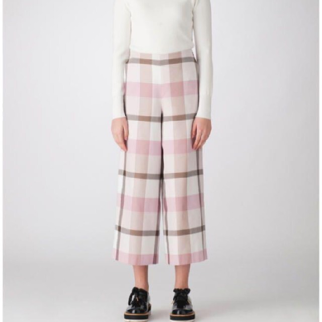 美品★ブルーレーベルクレストブリッジ チェック柄ワイドパンツ ピンク 白