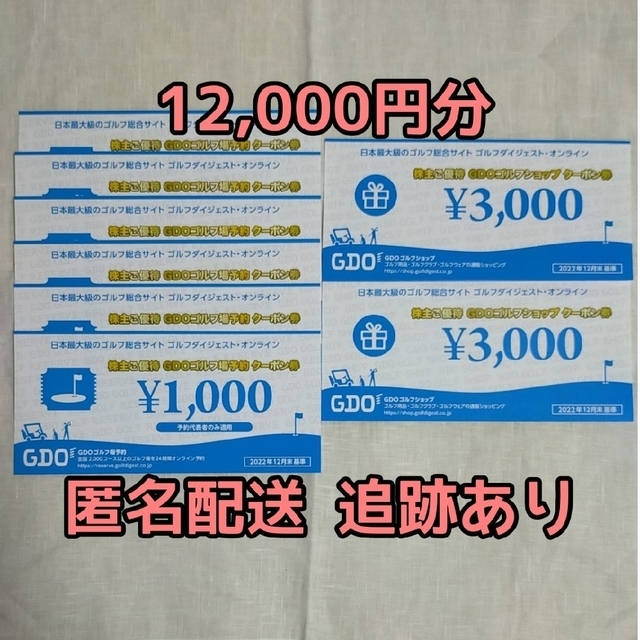 ゴルフダイジェスト・オンライン 株主優待 12000円分 GDO