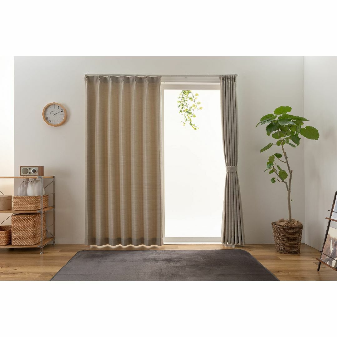 ユニベール ドレープカーテン 幅200㎝×丈240㎝ 1枚 遮光3級 形状記憶