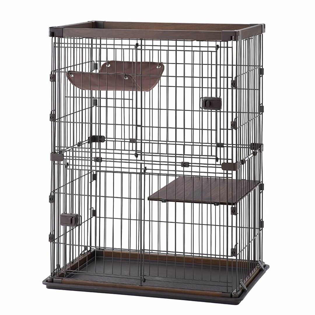 アイリスオーヤマ 猫 ケージ ウッディ 2段 高さ115×幅69×奥行54.5c