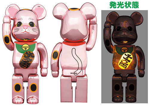 ベアブリック BE@RBRICK 招き猫 桃金メッキ 発光 400%