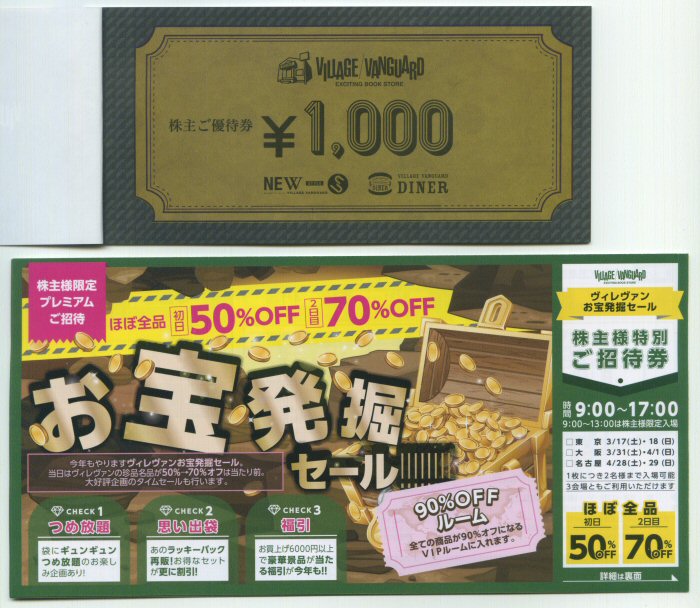 ヴィレッジヴァンガード 株主優待